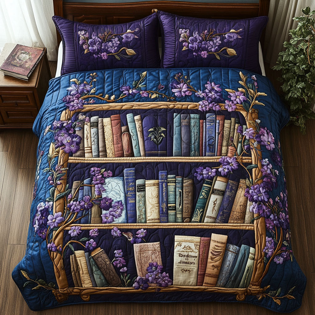 Bookish Reflections 3-Piece Quilted Bedding Set NCU0PT5625