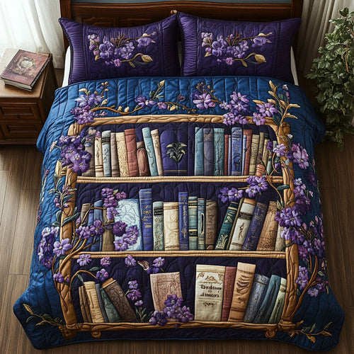 Bookish Reflections 3-Piece Quilted Bedding Set NCU0PT5625