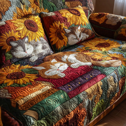 Bookish Whiskers Quilted Sofa Cover NCU0PT9930