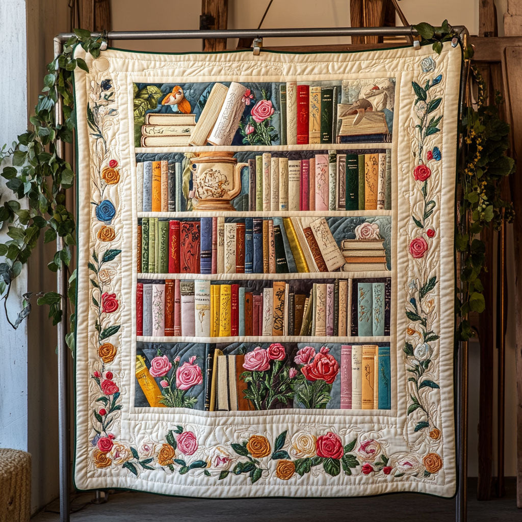 Books and Blooms Quilted Blanket NCU0PT6063