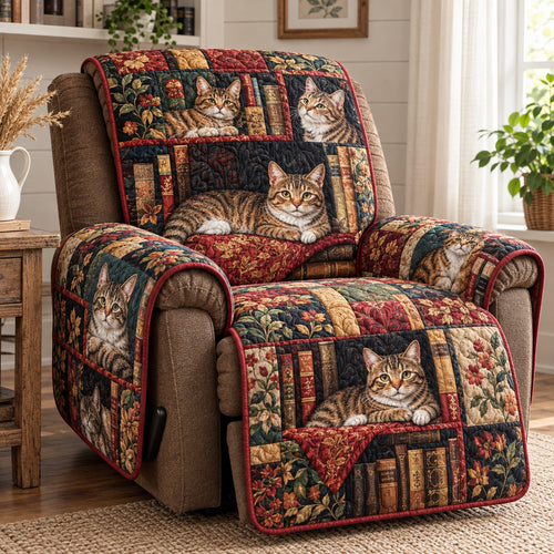 Bookshelf Cat Patch Quilted Sofa Cover NCU0PT12306