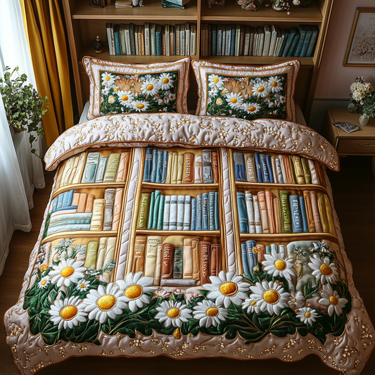 Bookshelf Heaven 3-Piece Quilted Bedding Set NCU0DV4894