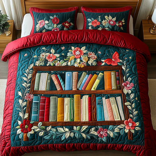 Bookworm Bliss 3-Piece Quilted Bedding Set NCU0VH881