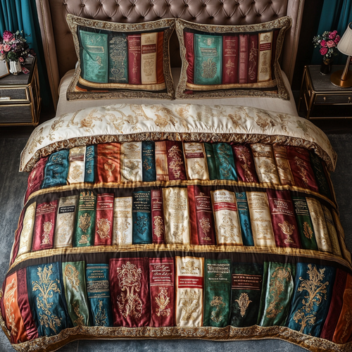 Bookworm Haven 3-Piece Quilted Bedding Set NCU0VH3236