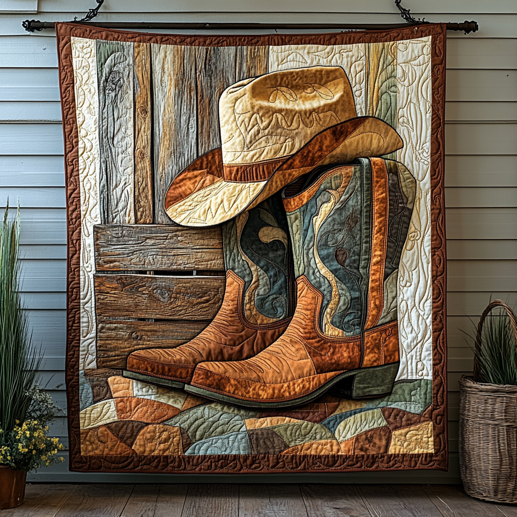 Boots And Bronco Quilted Blanket NCU0DK968