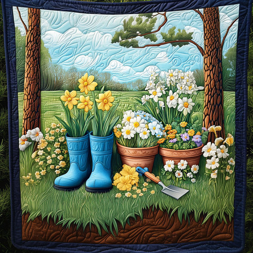 Boots and Blooms Quilted Blanket NCU0NT5443