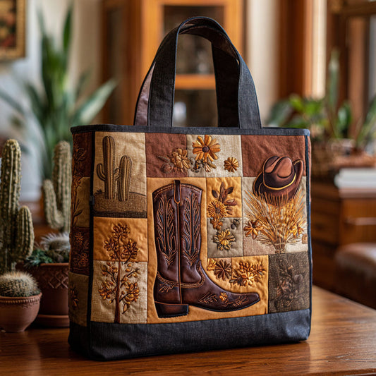 Boots and Blossoms Quilted Tote Bag NCU0PT8700