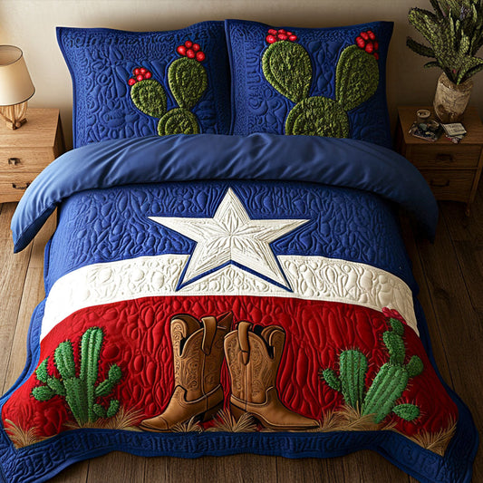 Boots and Cactus 3-Piece Quilted Bedding Set NCU0NT6319
