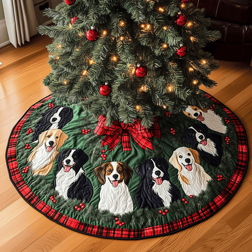 Border Collie Noel Quilted Christmas Tree Skirt NCU0TH2060