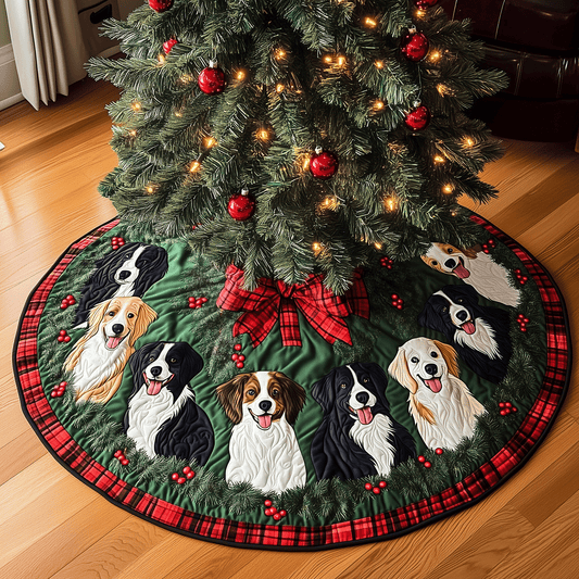 Border Collie Noel Quilted Christmas Tree Skirt NCU0TH2060