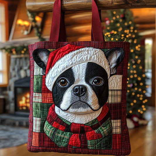 Boston Terrier Claus Quilted Tote Bag NCU0XD660