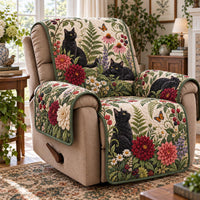 Botanical Black Cat Garden Quilted Sofa Cover NCU0DV10315