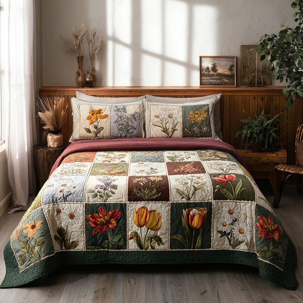 Botanical Blend 3-Piece Quilted Bedding Set NCU0VL3245