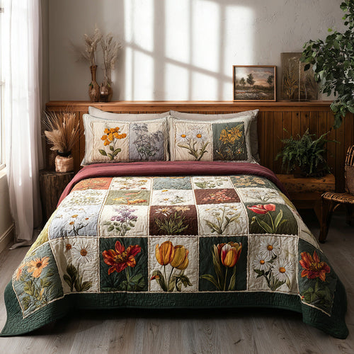 Botanical Blend 3-Piece Quilted Bedding Set NCU0VL3245