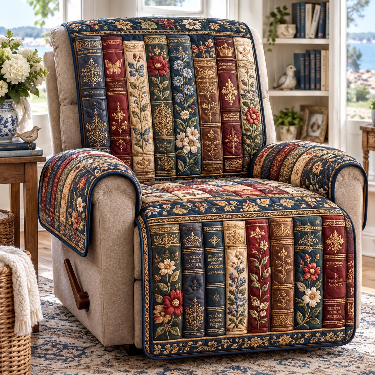 Botanical Book Collection Quilted Sofa Cover NCU0DV10332