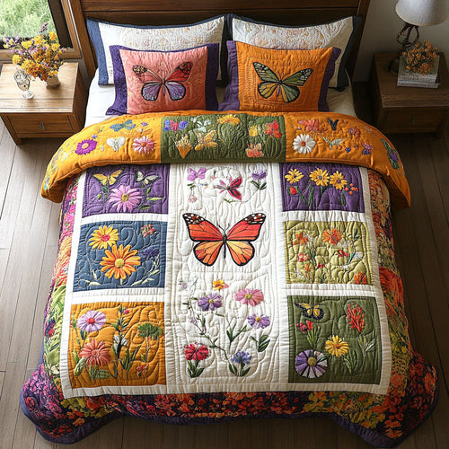 Botanical Butterfly 3-Piece Quilted Bedding Set NCU0TD2487