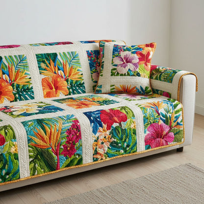 Botanical Charm Quilted Sofa Cover NCU0NT12333