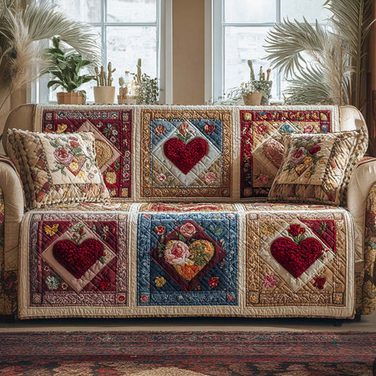 Botanical Heart Harmony Quilted Sofa Cover NCU0XD2210