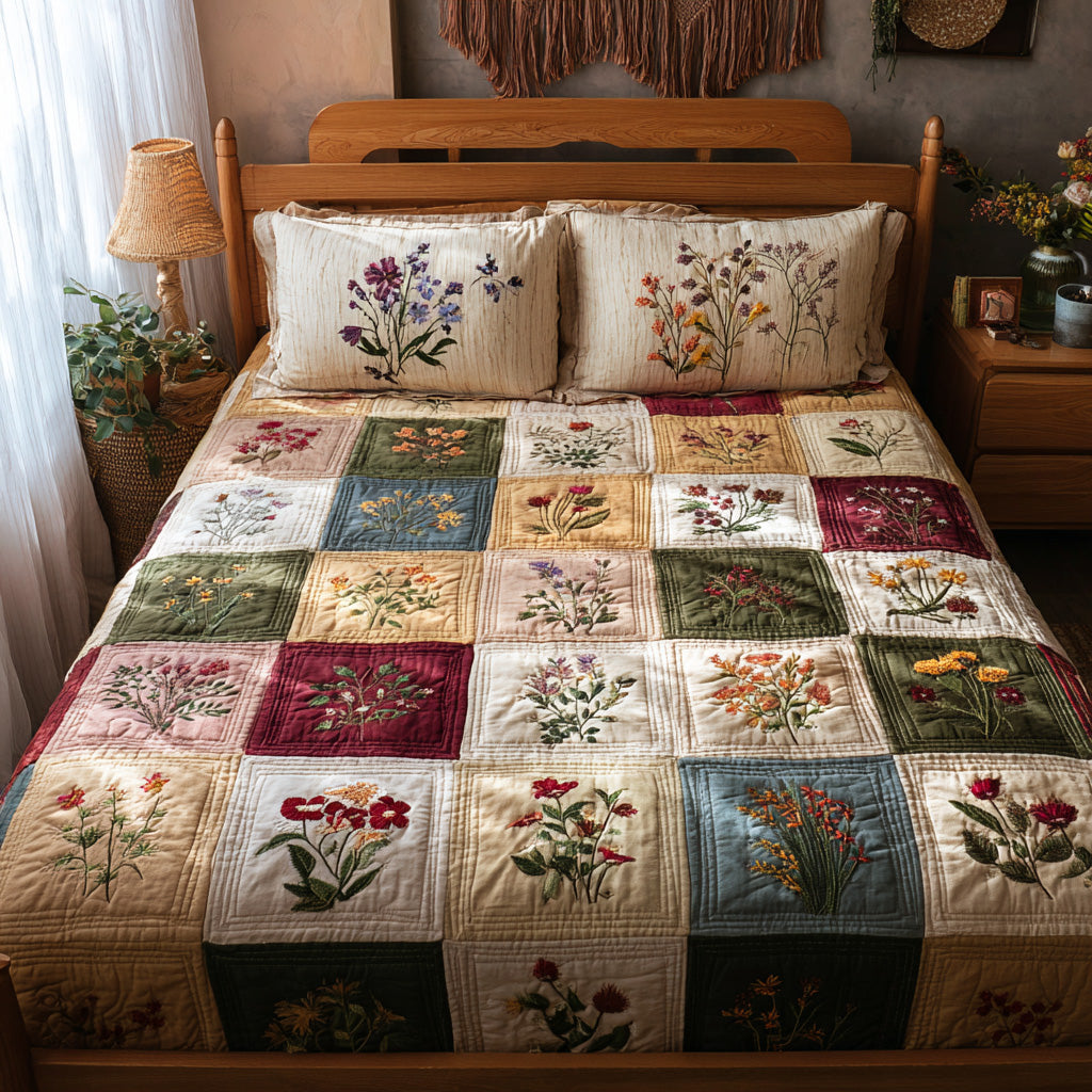 Botanical Keepsake 3-Piece Quilted Bedding Set NCU0VL3225