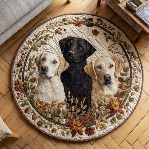 Botanical Labrador Circle Quilted Round Mat NCU0HH1896