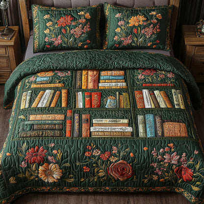 Botanical Library Dream 3-Piece Quilted Bedding Set NCU0NT4087