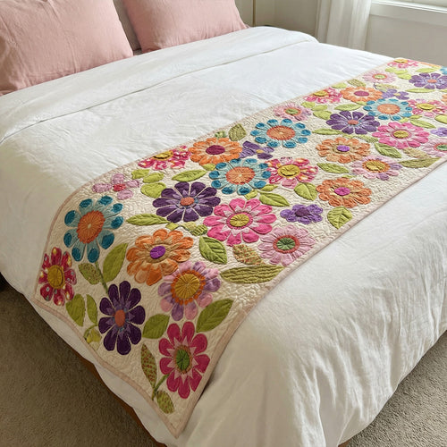 Botanical Mosaic Heritage Quilted Bed Runner NCU0PT11574