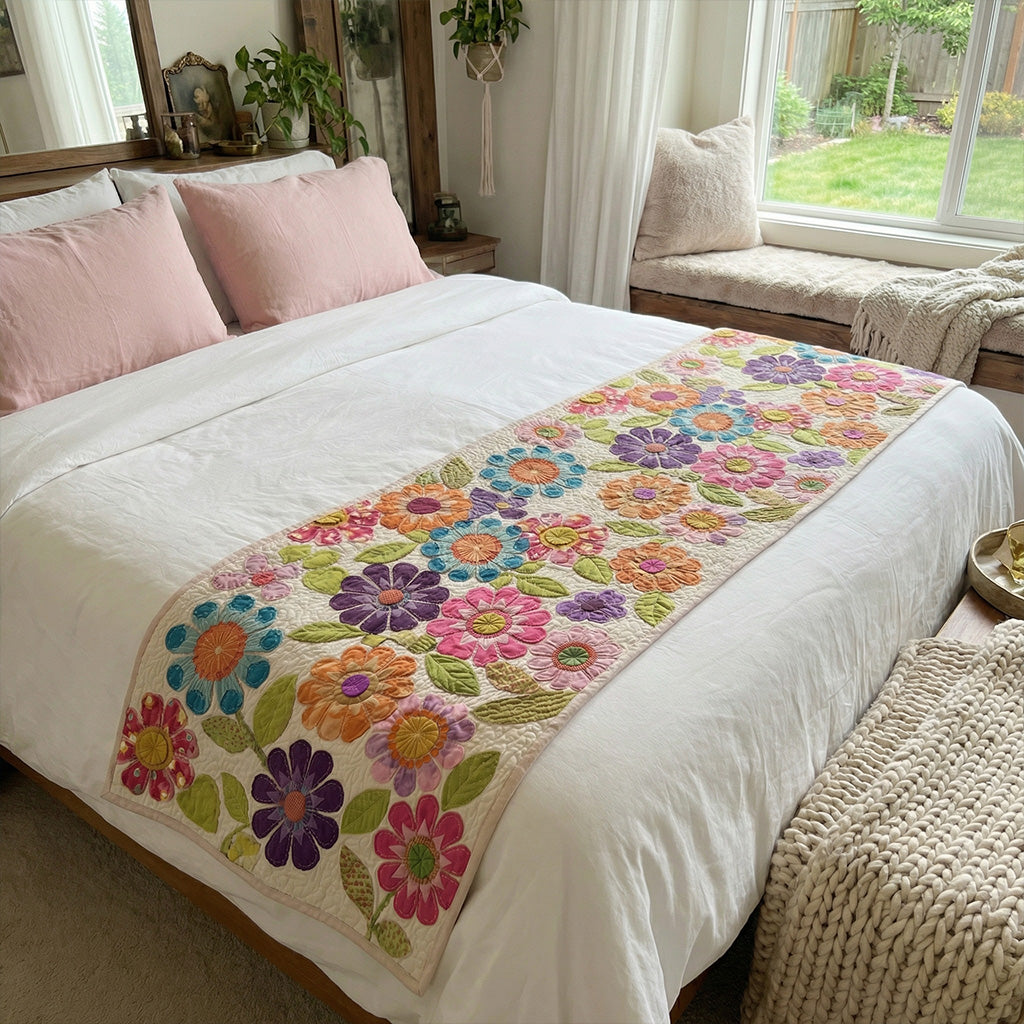 Botanical Mosaic Heritage Quilted Bed Runner NCU0PT11574