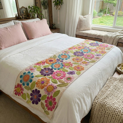 Botanical Mosaic Heritage Quilted Bed Runner NCU0PT11574