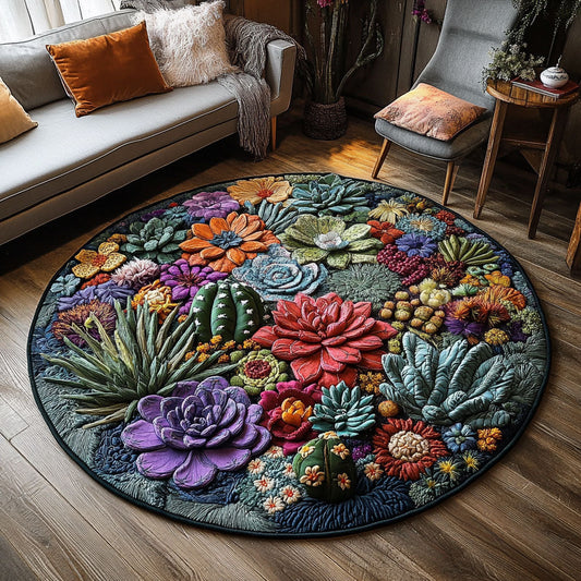 Botanical Oasis Quilted Round Mat NCU0PT4975