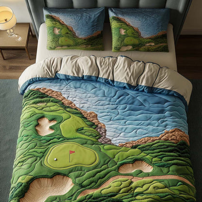 Boulder Ridge Golf Course 3-Piece Quilted Bedding Set NCU0NT7601