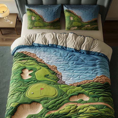 Boulder Ridge Golf Course 3-Piece Quilted Bedding Set NCU0NT7601