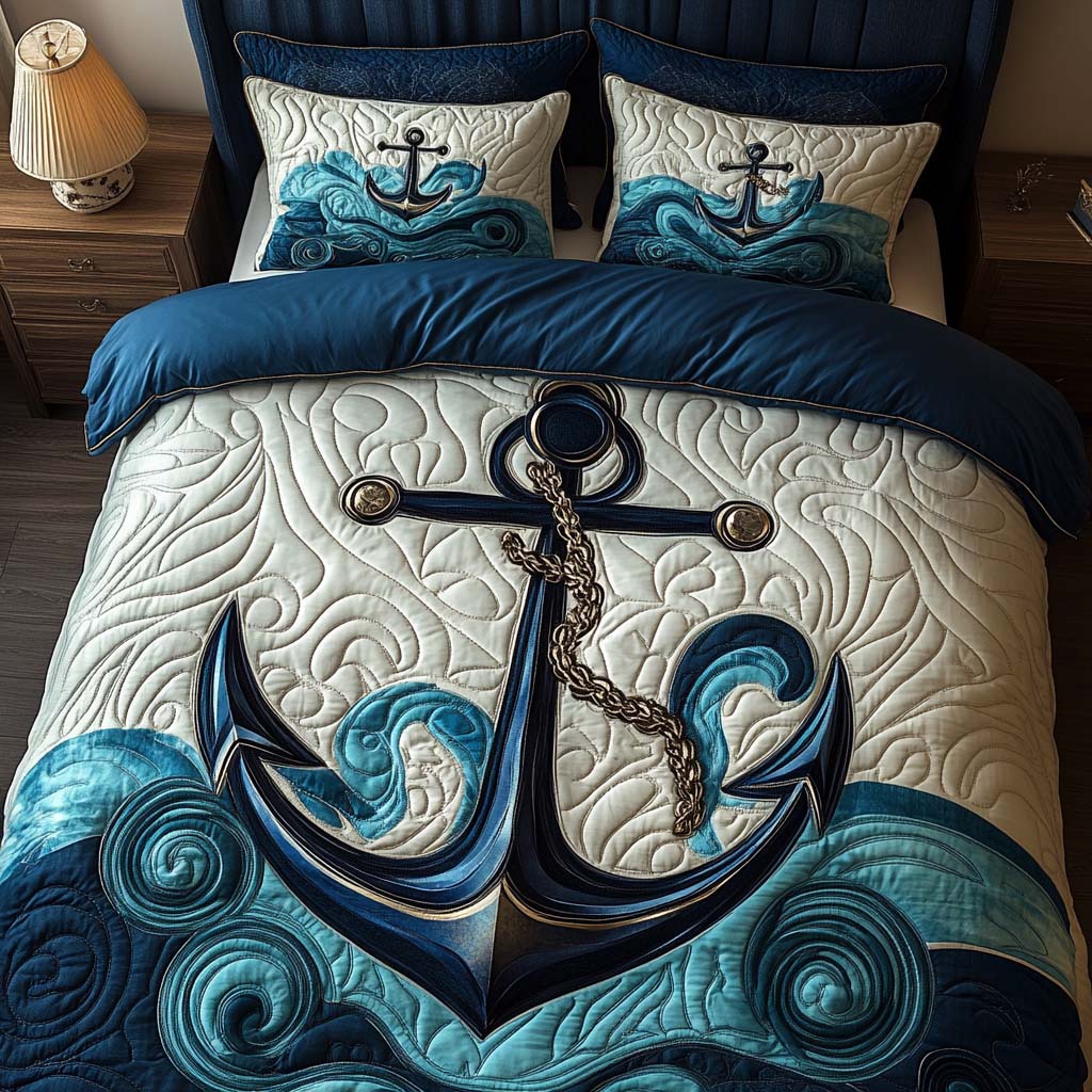 Bound By the Sea 3-Piece Quilted Bedding Set NCU0XD436
