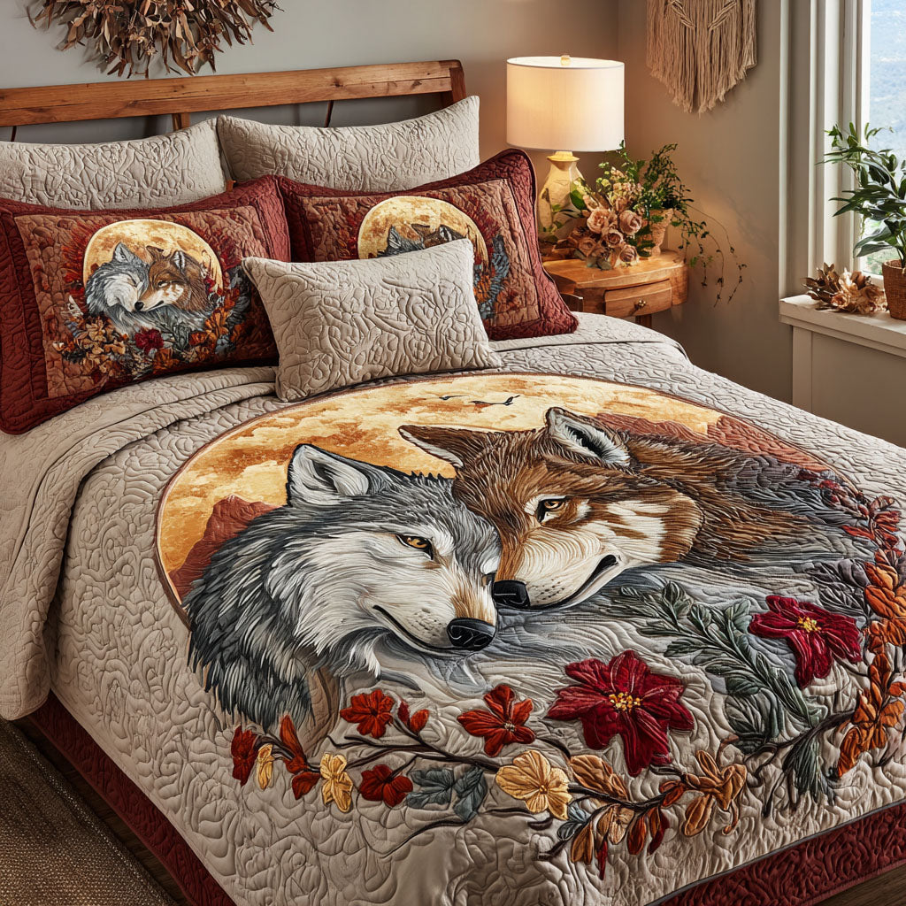 Bound Hearts 3-Piece Quilted Bedding Set NCU0NT11757