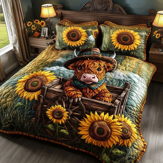 Bovine Delight 3-Piece Quilted Bedding Set NCU0NT5539