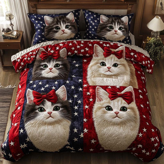 Bowtie Kittens 3-Piece Quilted Bedding Set NCU0NT8161