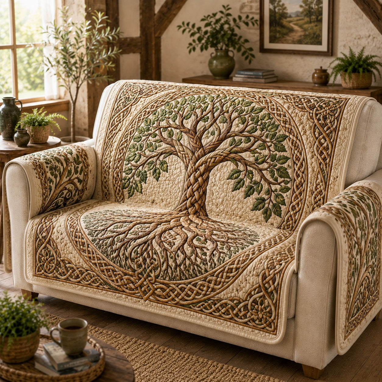 Braided Willow Harmony Quilted Sofa Cover NCU0VL3842