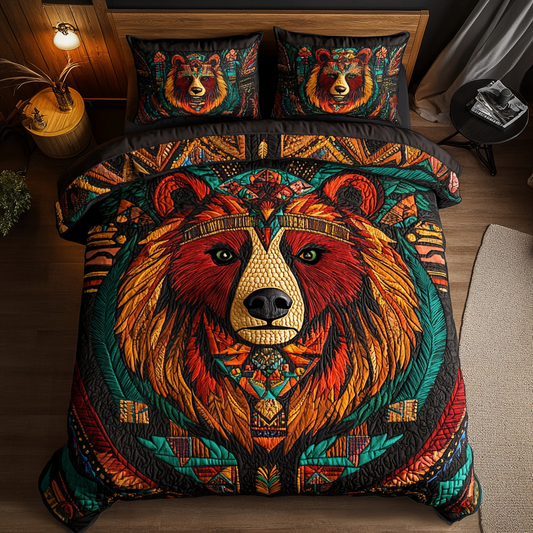 Brave Bear 3-Piece Quilted Bedding Set NCU0DK8981