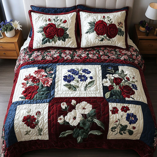 Brave Blossoms 3-Piece Quilted Bedding Set NCU0PT4777