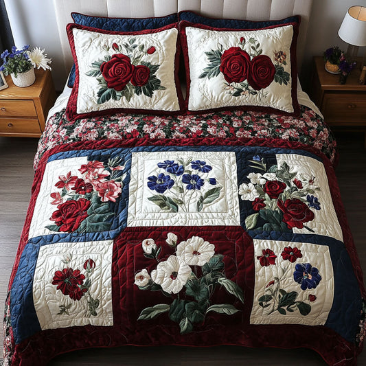 Brave Blossoms 3-Piece Quilted Bedding Set NCU0PT4777