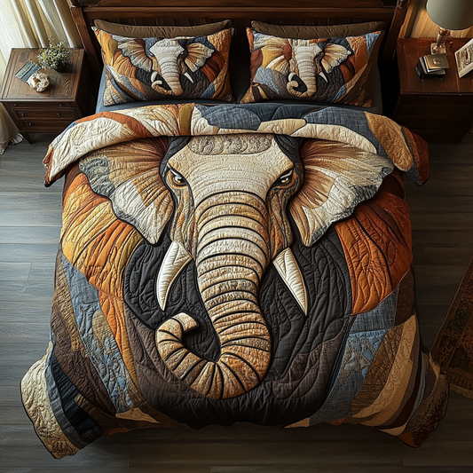 Brave Elephant 3-Piece Quilted Bedding Set NCU0DK9580
