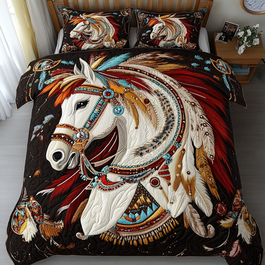 Brave Horse 3-Piece Quilted Bedding Set NCU0DK9213