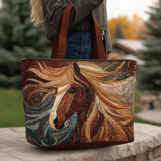 Brave Horse Quilted Tote Bag NCU0TH2862