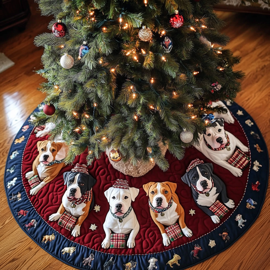 Brave Pitbull Christmas Quilted Tree Skirt NCU0DK10767