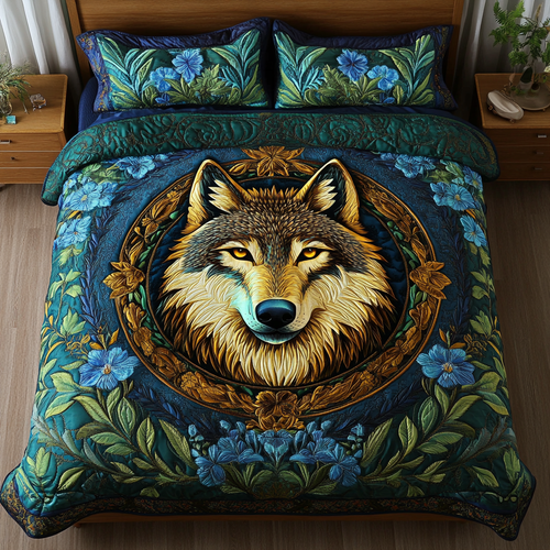 Brave Wolf 3-Piece Quilted Bedding Set NCU0DK8080