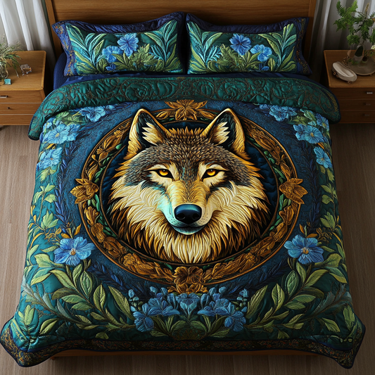 Brave Wolf 3-Piece Quilted Bedding Set NCU0DK8080