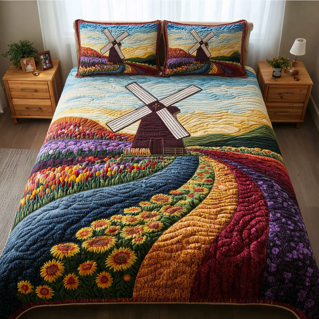 Breeze Field 3-Piece Quilted Bedding Set NCU0DK9822