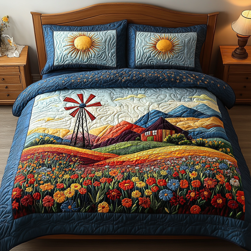 Breezy Meadows 3-Piece Quilted Bedding Set NCU0DV4384