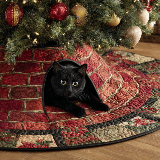 Brick Cozy Hideout Christmas Quilted Tree Skirt NCU0TV1109
