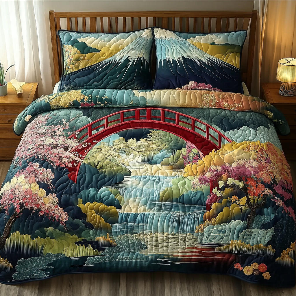 Bridge of Serenity 3-Piece Quilted Bedding Set NCU0DV5482