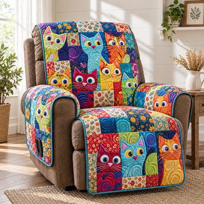Bright Big-Eye Cats Quilted Sofa Cover NCU0PT12305